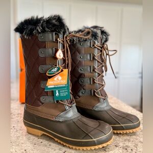 Sporto Women's Dark Brown and Olive Winter Rain Boots NWT